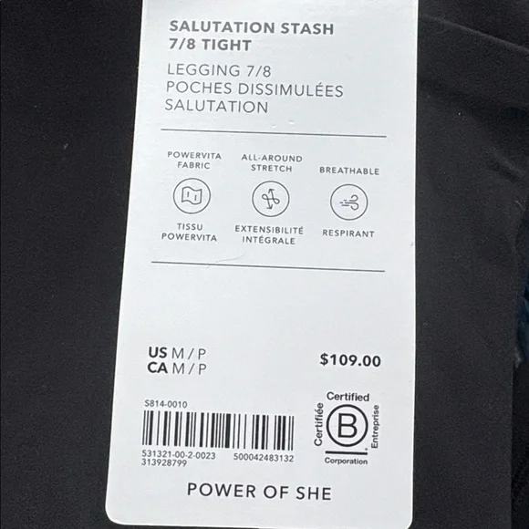 NWT Salutation Stash 7/8 Black Tight Size M/P - Picture 8 of 10